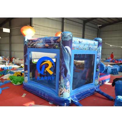 Надувный подземный аквапарк с слайдом Unisex Blue Mermaid Bounce House и большим бассейном