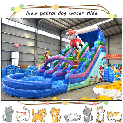 Развлекайте детей с 3D-пау-патрулями надувные водные горки и бассейн с двойной дорожкой