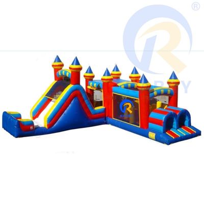 Голубой 48 футовый Мраморный Мания Препятствия Курс Надувный Многоконфигуративный Слайд и Отскок