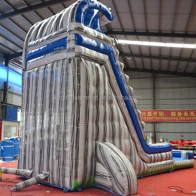 Высокая вместимость 29 футов коммерческий задний двор серый мраморный надувный водный горка с бассейном