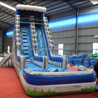 Высокая вместимость 29 футов коммерческий задний двор серый мраморный надувный водный горка с бассейном