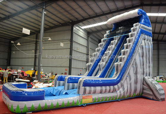 Высокая вместимость 29 футов коммерческий задний двор серый мраморный надувный водный горка с бассейном