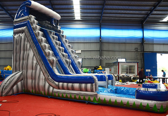 Высокая вместимость 29 футов коммерческий задний двор серый мраморный надувный водный горка с бассейном