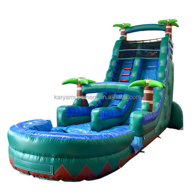 29ft Tropical Jump Water Slide Бассейн Коммерческий задний двор Большой пальмовый водный горка с бассейном