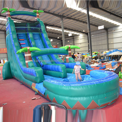 29ft Tropical Jump Water Slide Бассейн Коммерческий задний двор Большой пальмовый водный горка с бассейном