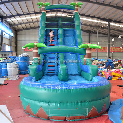 29ft Tropical Jump Water Slide Бассейн Коммерческий задний двор Большой пальмовый водный горка с бассейном