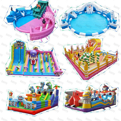 Unisex Water Fun 2024 Надувный аквапарк с портативной горкой и замком
