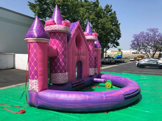 Наружная игровая площадка Custom PVC надувный розовый замок фон для дня рождения / свадьбы