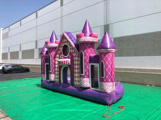 Наружная игровая площадка Custom PVC надувный розовый замок фон для дня рождения / свадьбы