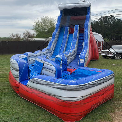 Красный и синий складной хвост водный горки надувные с бассейном воздушный горки настройки логотипа