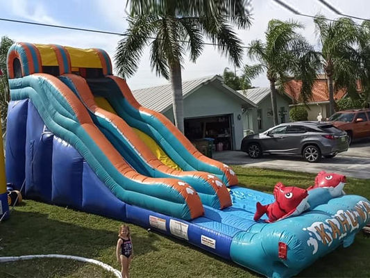 0.55мм ПВХ брезент красный карп тематика надувная водная горка с широким скольжением и горка