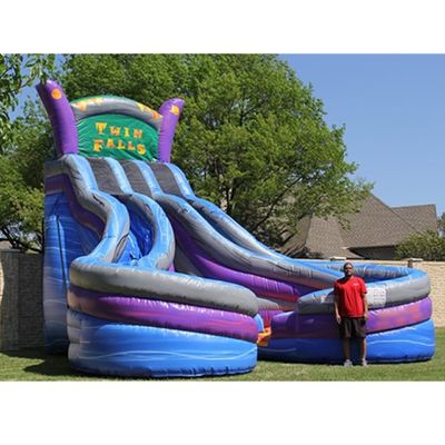 Забавный большой надувной водный горка с двумя полосами мокрого скольжения и 0,55 мм Плато ПВХ