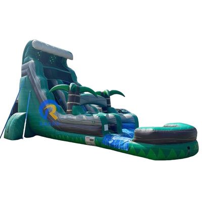 5-10 пассажиров ПВХ надувный водный слайд стандарты CE вдувник зеленая пальма с бассейном