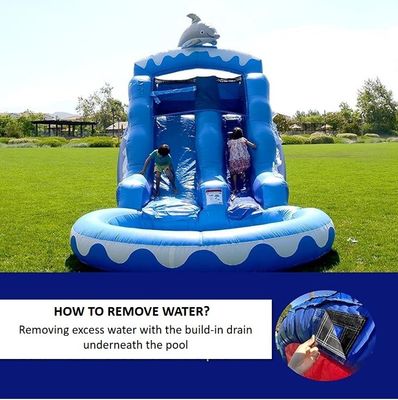 Грей Маленький кит Надувная водная горка с бассейном с голубым океаном и вентилятором
