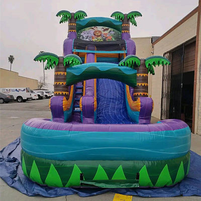 Надувный тропический замок с горки и бассейна горки Вода надувный замок Комбо