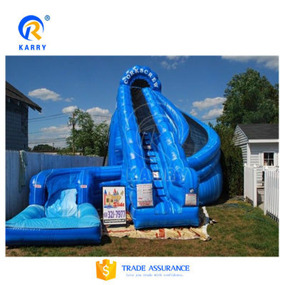 18ft PVC Синий надувный водный горка с бассейном Карри Тропический прыгающий скачок замок