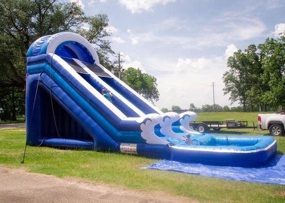18ft PVC Синий надувный водный горка с бассейном Карри Тропический прыгающий скачок замок