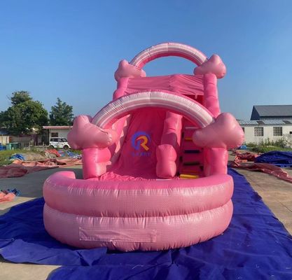 Популярный розовый надувный водный горки коммерческий взрослый горки для развлечений на открытом воздухе