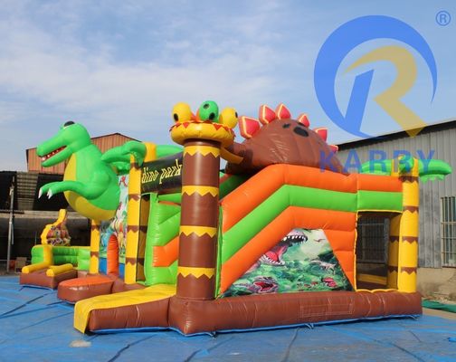 Особенности портативная детская вечеринка прыжки прыгающий замок со слайдом на тему динозавра