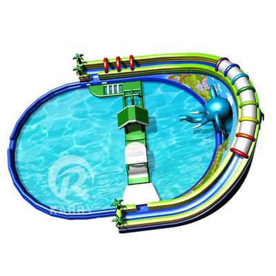 Допустимая вместимость 10 пассажиров Огромный слонский горка Водный надувный аквапарк для детей и взрослых