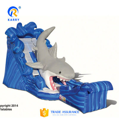 Популярное надувное оборудование для водного парка Большие синие 3D водные горки с бассейном