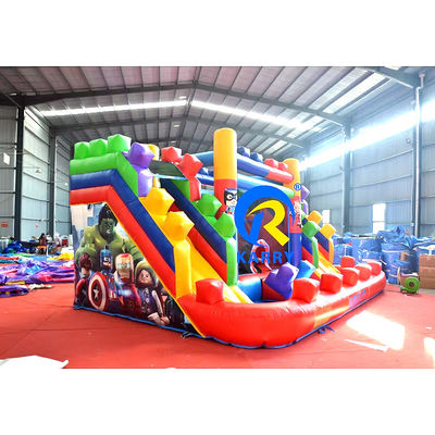 ПВХ 23ft Crossover Building Block Castle Надувный отскакочный дом со слайдом и вентилятором