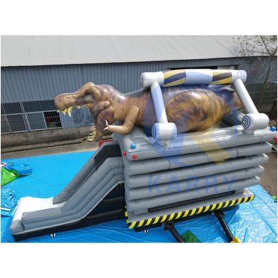 Детская детская площадка для детей Unisex Outdoor Playground Inflatable Bouncy Castle Динозаврский замок со слайдом