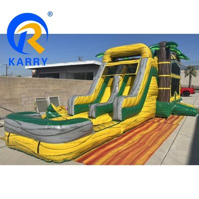 Настраиваемая большая пальма подскакивающий замок слайд комба с воздушным бассейном и вентилятором