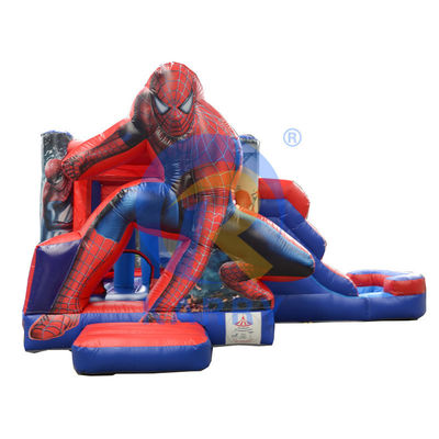 EN71/EN14960/CE Сертифицированный Spiderman Надувный отскакочный дом с водным горном горном спускаемым устройством и бассейном