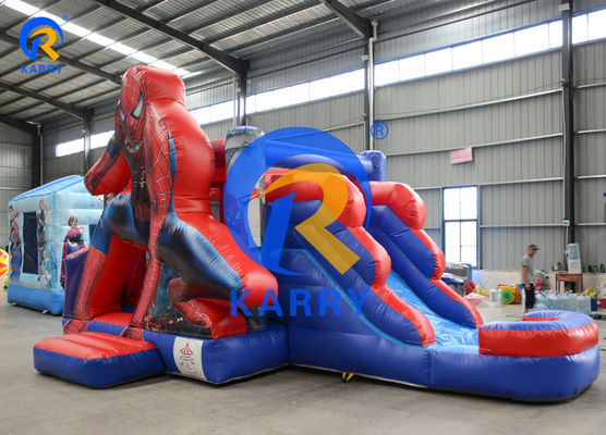 EN71/EN14960/CE Сертифицированный Spiderman Надувный отскакочный дом с водным горном горном спускаемым устройством и бассейном