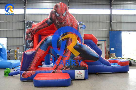 EN71/EN14960/CE Сертифицированный Spiderman Надувный отскакочный дом с водным горном горном спускаемым устройством и бассейном