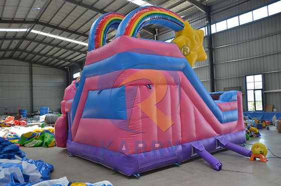 Радуга двойной единорог воздушный батут надувный замок слайд комбо H14ft для вечеринок