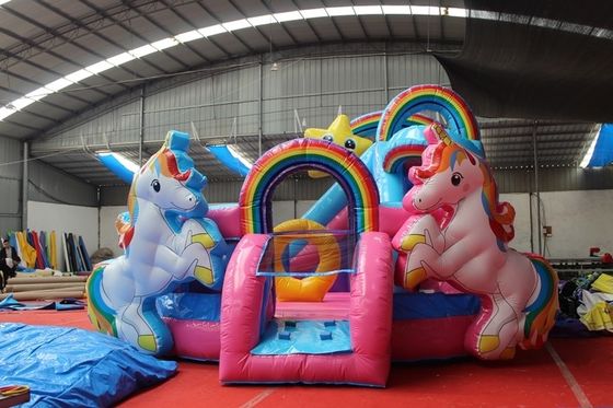 Установленный размер 3D Радужный единорог Замок Водные горки Комбинация идеально подходит для вечеринок