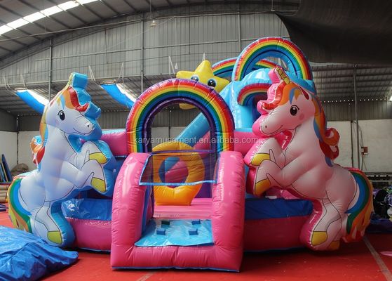 Установленный размер 3D Радужный единорог Замок Водные горки Комбинация идеально подходит для вечеринок