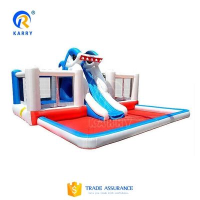 Castle Kids Надувная акула скакалка с водопадом и портативным дизайном