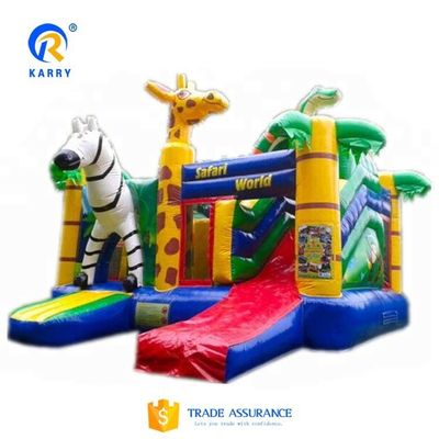 Jungle Adventure Castle Надувный вышибальщик Слайд Комбо с дизайном Jungle Animal