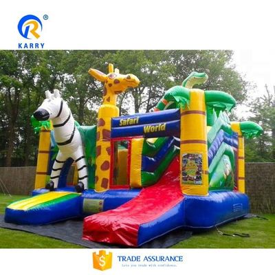 Jungle Adventure Castle Надувный вышибальщик Слайд Комбо с дизайном Jungle Animal