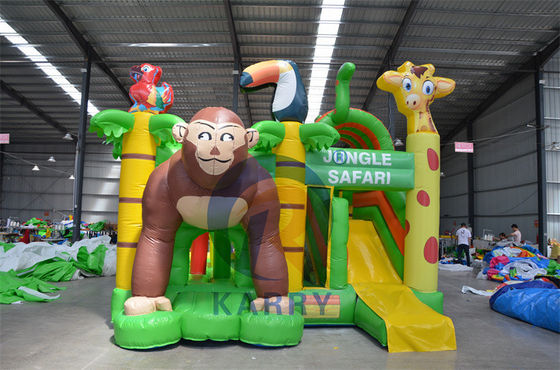 Jungle Adventure Castle Надувный вышибальщик Слайд Комбо с дизайном Jungle Animal