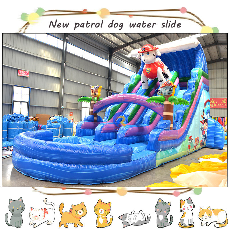 Развлекайте детей с 3D-пау-патрулями надувные водные горки и бассейн с двойной дорожкой