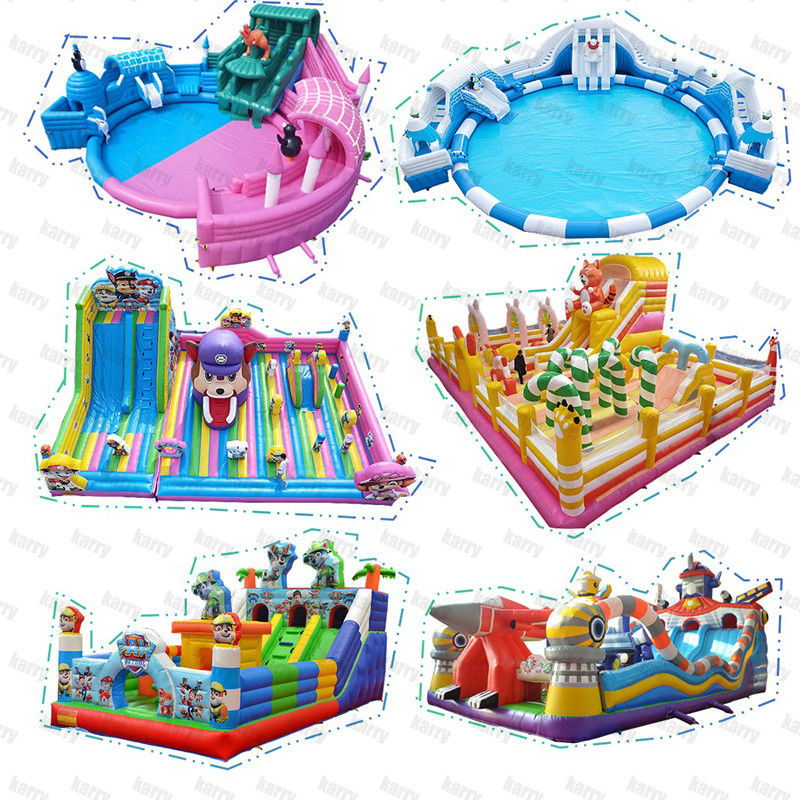 Unisex Water Fun 2024 Надувный аквапарк с портативной горкой и замком
