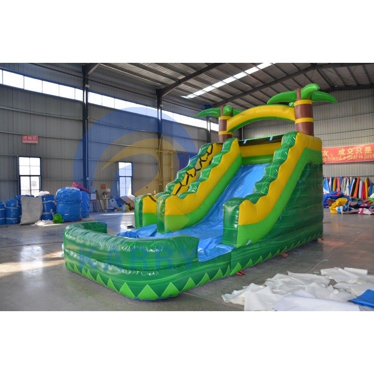 Дополнительные принадлежности для воздушных вентиляторов CE Standard Adult Size Green Palm Tree Water Slide Inflatable
