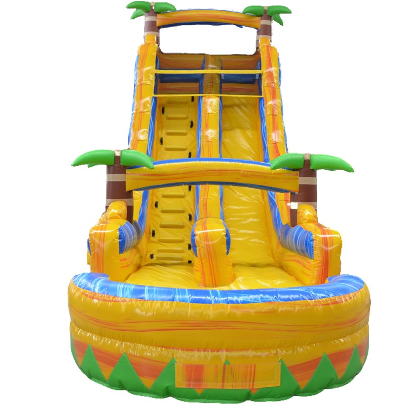 Коммерческое использование Многоцветные пальмовые деревья Надувные водные горки с небольшим бассейном