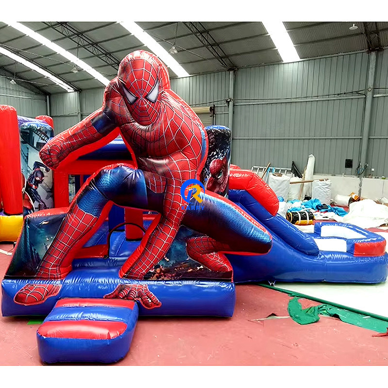 Максимальная вместимость 100-500 кг Spiderman Надувный скакалка с бассейном и замком